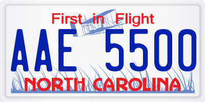 NC license plate AAE5500