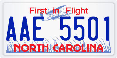 NC license plate AAE5501