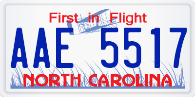 NC license plate AAE5517