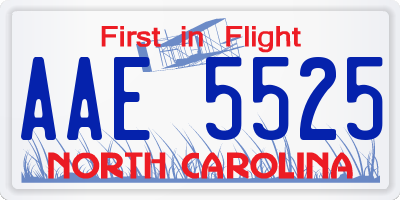 NC license plate AAE5525