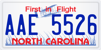 NC license plate AAE5526