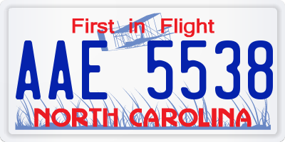 NC license plate AAE5538