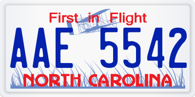 NC license plate AAE5542