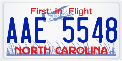 NC license plate AAE5548