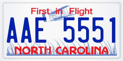 NC license plate AAE5551