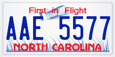 NC license plate AAE5577