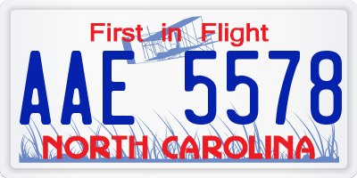 NC license plate AAE5578