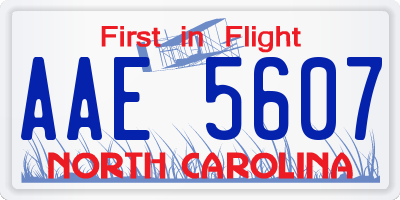 NC license plate AAE5607