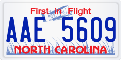 NC license plate AAE5609