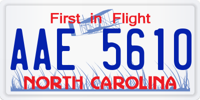 NC license plate AAE5610