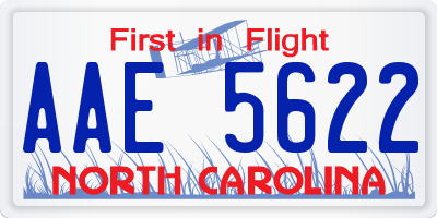 NC license plate AAE5622
