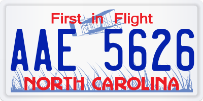 NC license plate AAE5626