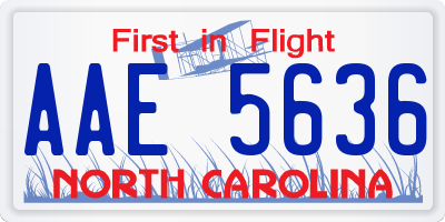 NC license plate AAE5636