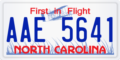 NC license plate AAE5641