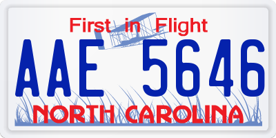 NC license plate AAE5646