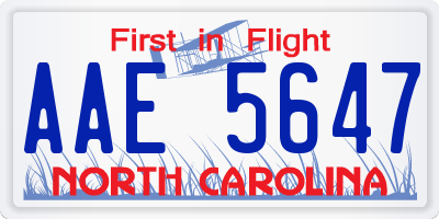 NC license plate AAE5647