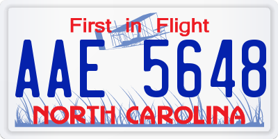 NC license plate AAE5648