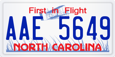 NC license plate AAE5649