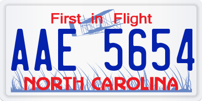 NC license plate AAE5654