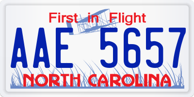 NC license plate AAE5657