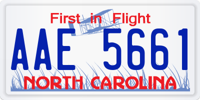 NC license plate AAE5661