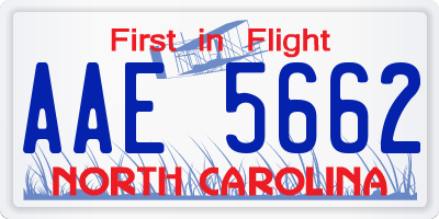 NC license plate AAE5662