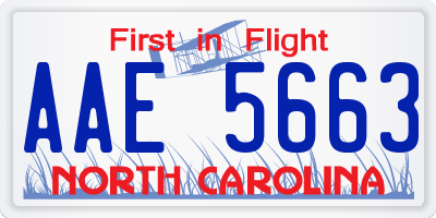 NC license plate AAE5663