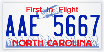 NC license plate AAE5667