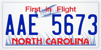 NC license plate AAE5673