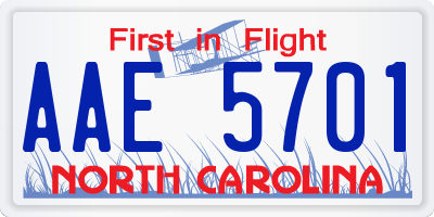 NC license plate AAE5701