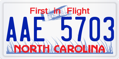 NC license plate AAE5703