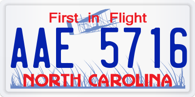 NC license plate AAE5716