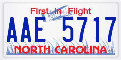 NC license plate AAE5717