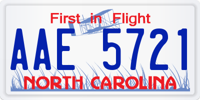 NC license plate AAE5721
