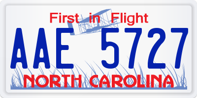 NC license plate AAE5727