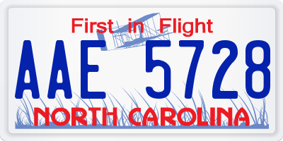 NC license plate AAE5728