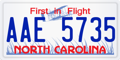 NC license plate AAE5735