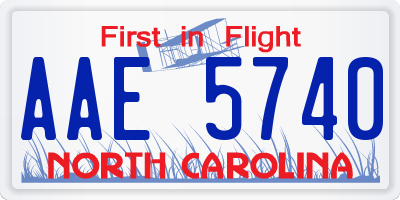 NC license plate AAE5740