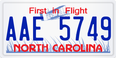 NC license plate AAE5749