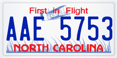 NC license plate AAE5753