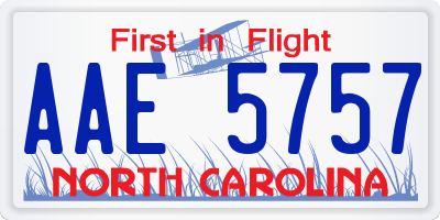 NC license plate AAE5757