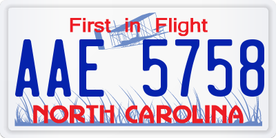 NC license plate AAE5758