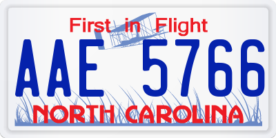 NC license plate AAE5766