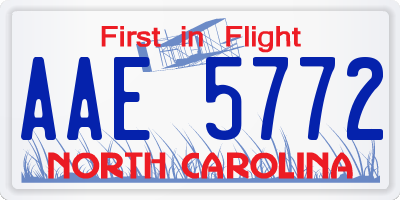 NC license plate AAE5772
