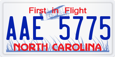 NC license plate AAE5775