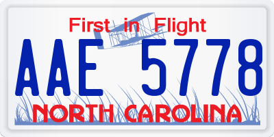 NC license plate AAE5778