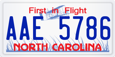 NC license plate AAE5786