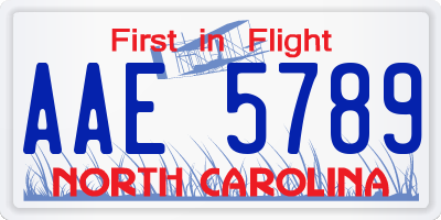 NC license plate AAE5789