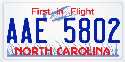 NC license plate AAE5802
