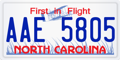 NC license plate AAE5805
